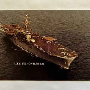U.S.S. Inchon Amphibious Assault Ship Vintage Postcard (1970s)